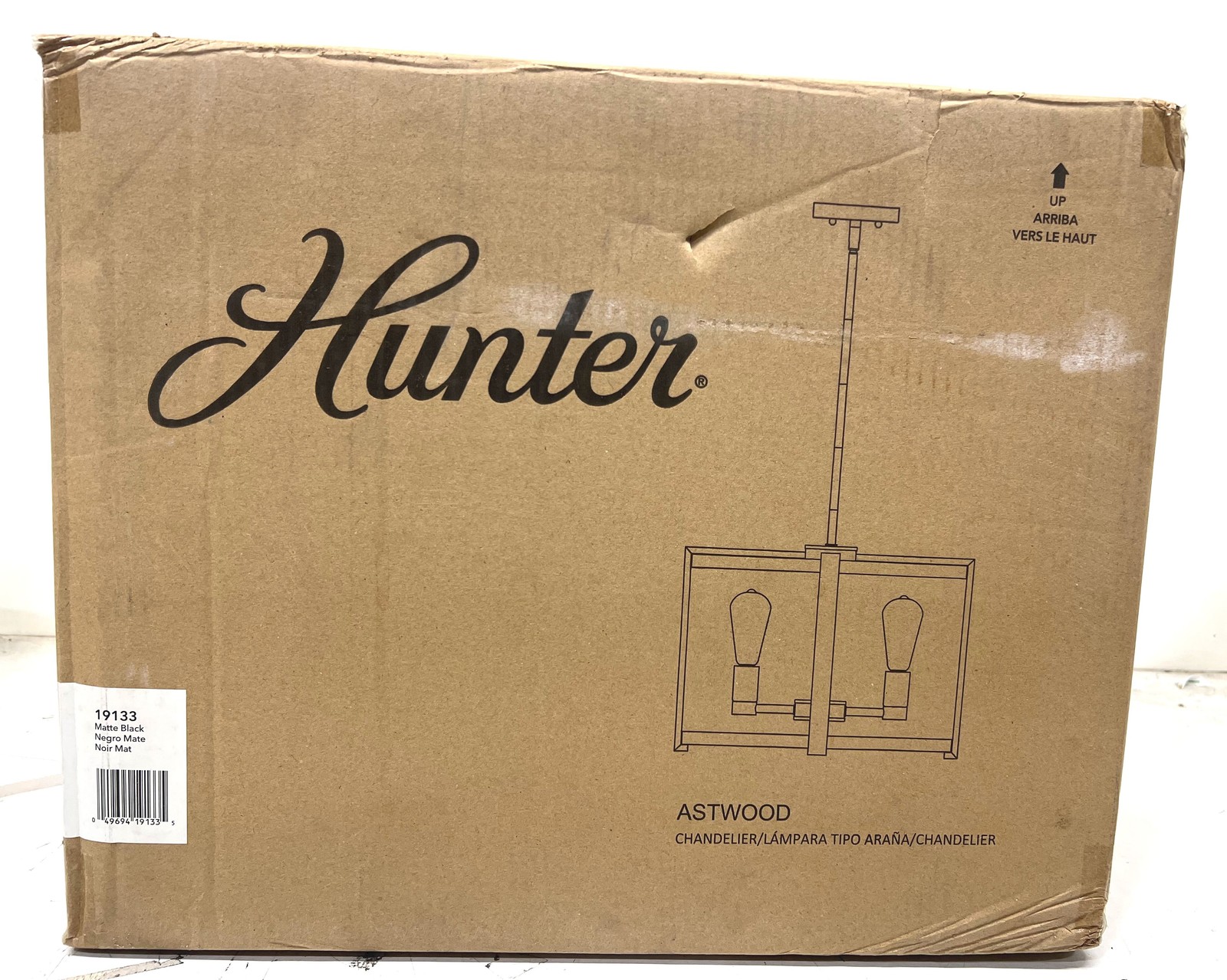 Hunter Astwood 4-Light Matte Black Chandelier 19133 New