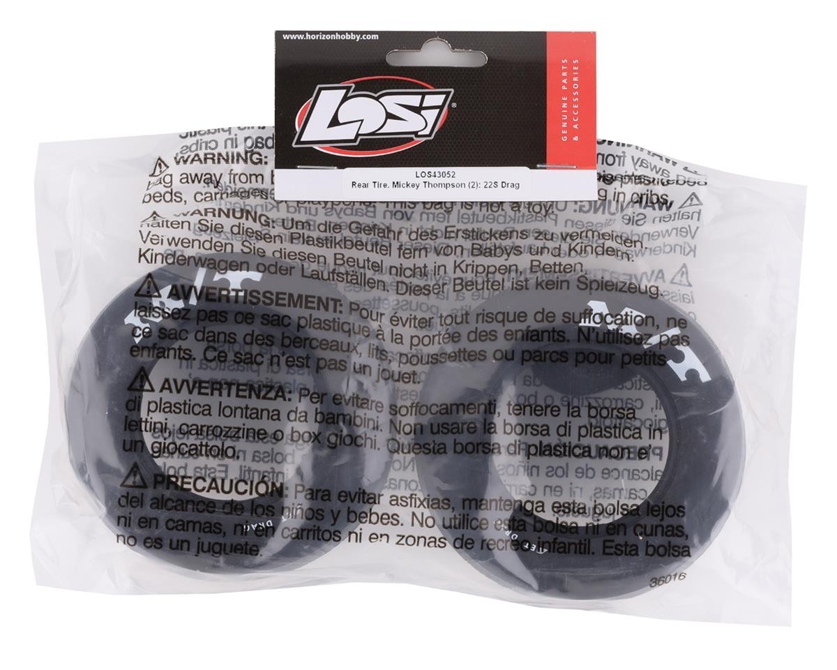 NEW SEALED LOSI 22S DRAG MICKEY THOMPSON REAR DRAG TIRES (2) LOS43052 NEW SEALED LOSI 22S DRAG MICKEY THOMPSON REAR DRAG TIRES (2) LOS43052