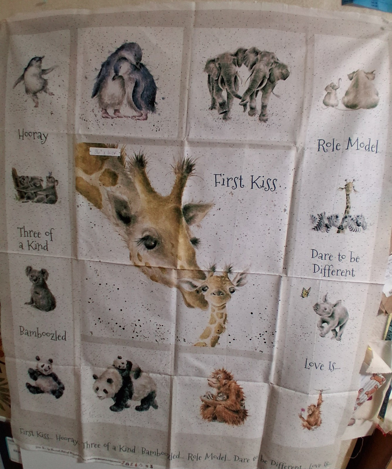 Hannah Dale Wrendale Designs Maywood Studio Animal Panel Fabric Love Is W.O.F. Hannah Dale Wrendale Designs Maywood Studio Animal Panel Fabric Love Is W.O.F.