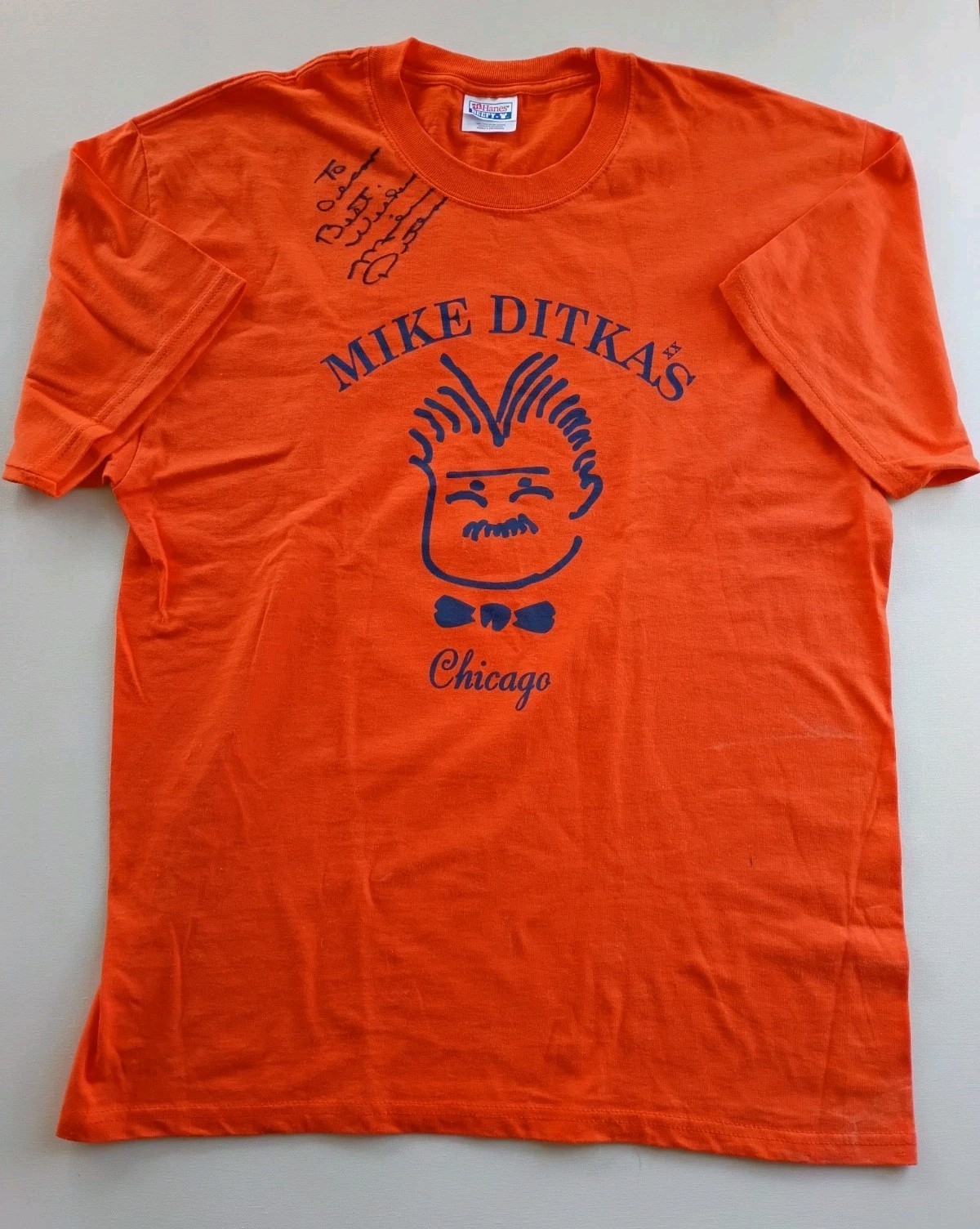 MIKE DITKA CHICAGO BEARS VINTAGE AUTOGRAPH SIGNED RESTAURANT SOUVENIR T SHIRT