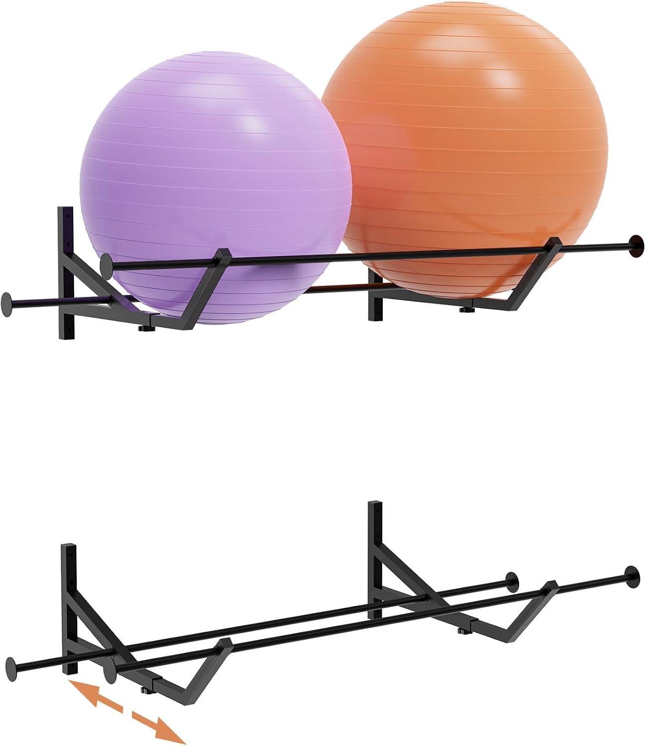 1 Pack Large Exercise Yoga Ball Holder Wall Mount, Adjustable Rack
