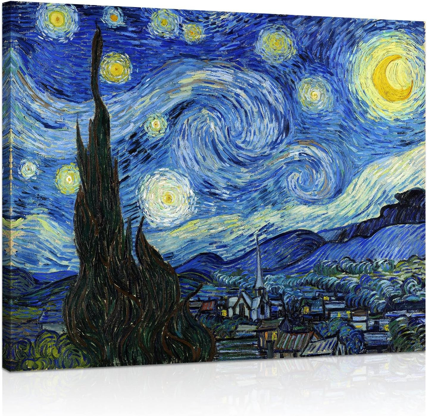 Large Black Framed Starry Night Van Gogh Oil Paintings Reproduction Canvas Print