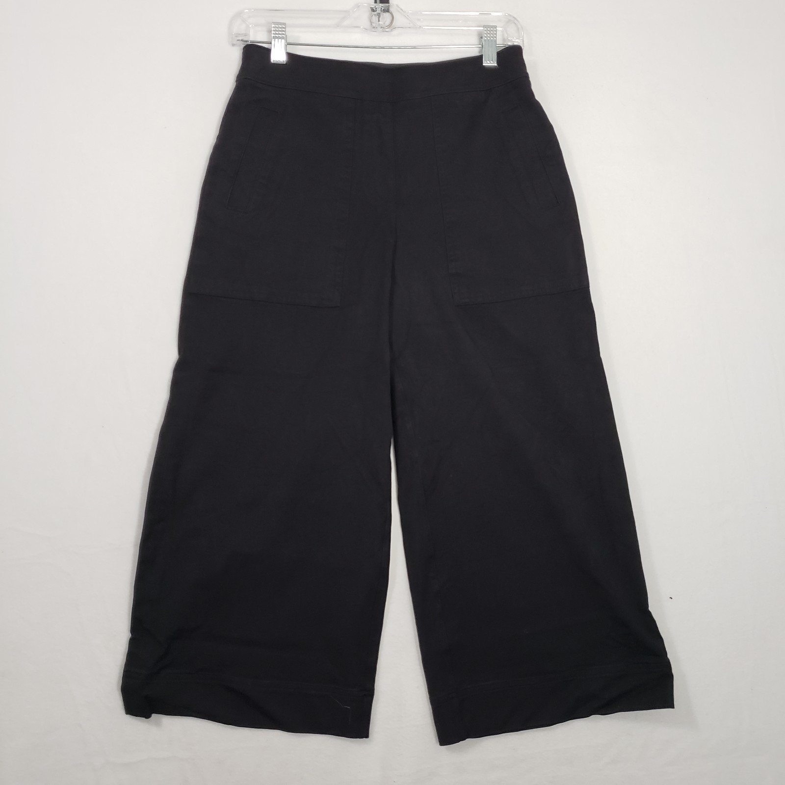 Spanx On The Go Cropped Wide Leg Pants Womens Medium Petite MP Black Shapewear