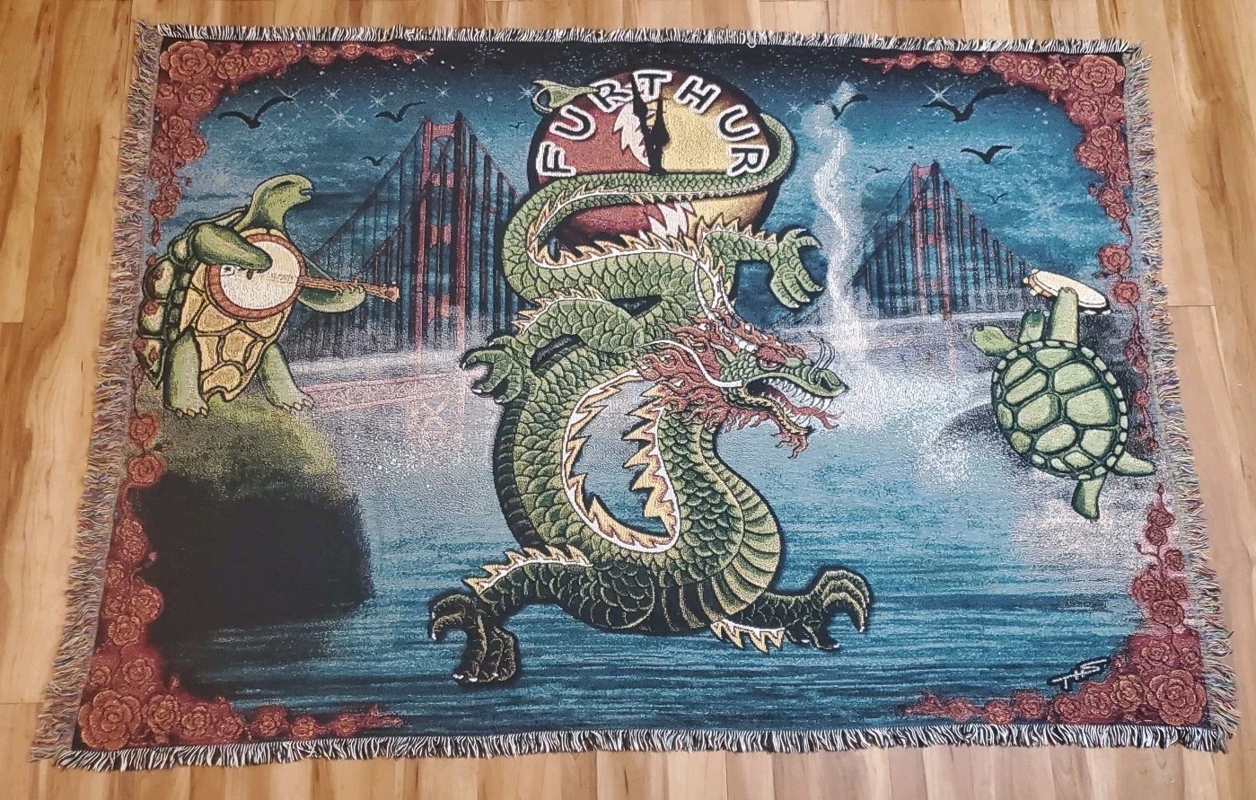 Furthur Blanket Golden Gate Bridge Dragon Phil Lesh Bob Weir Grateful Dead RARE Furthur Blanket Golden Gate Bridge Dragon Phil Lesh Bob Weir Grateful Dead RARE