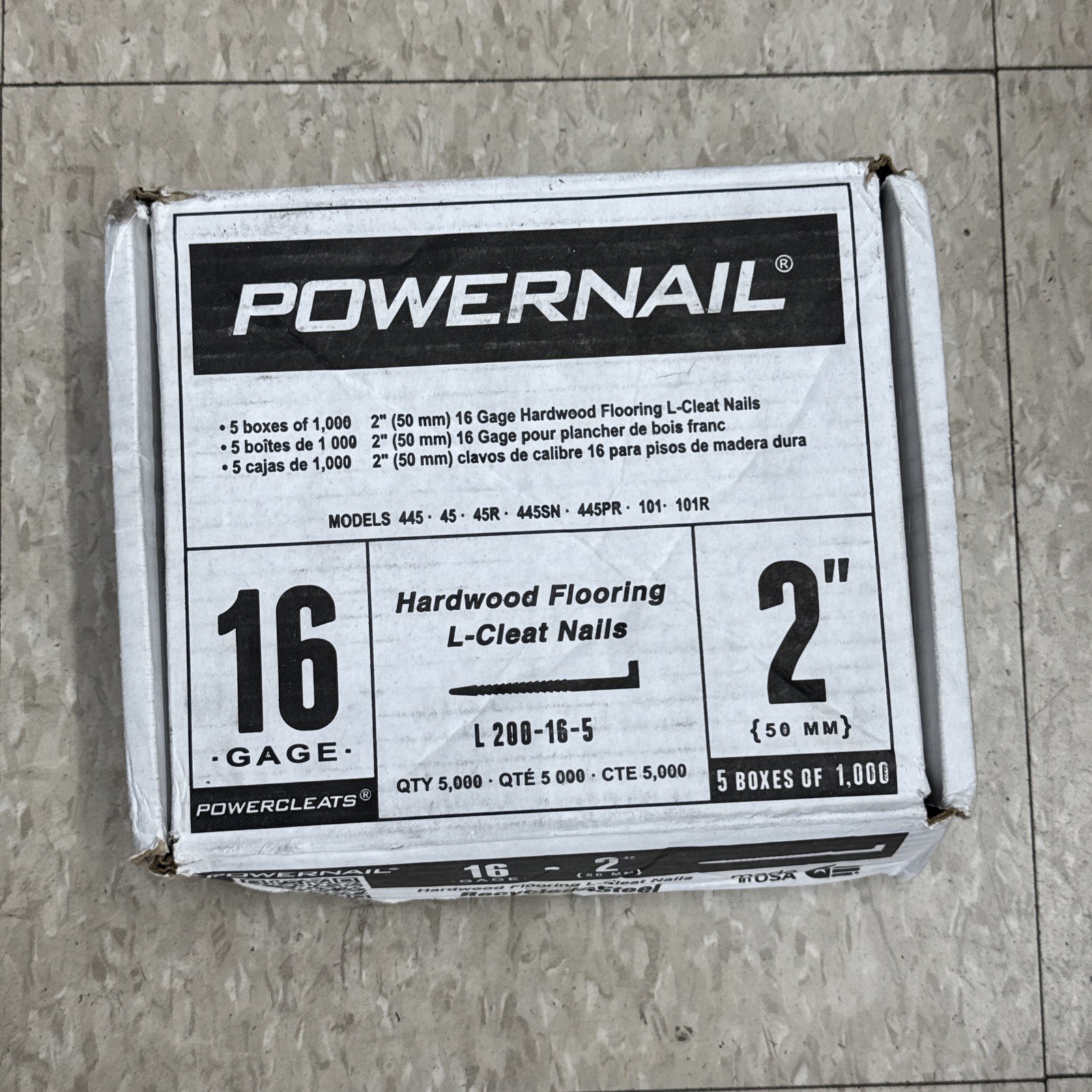 Powernail L200165 16-Gauge 2-Inch L-Cleat Flooring Nails (5000 Count)