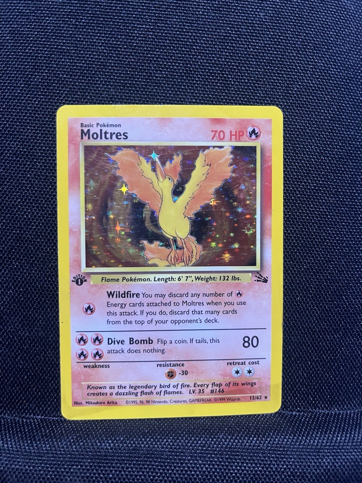 Pokemon Moltres 12/62 Fossil Holo 1st Edition Vintage WOTC