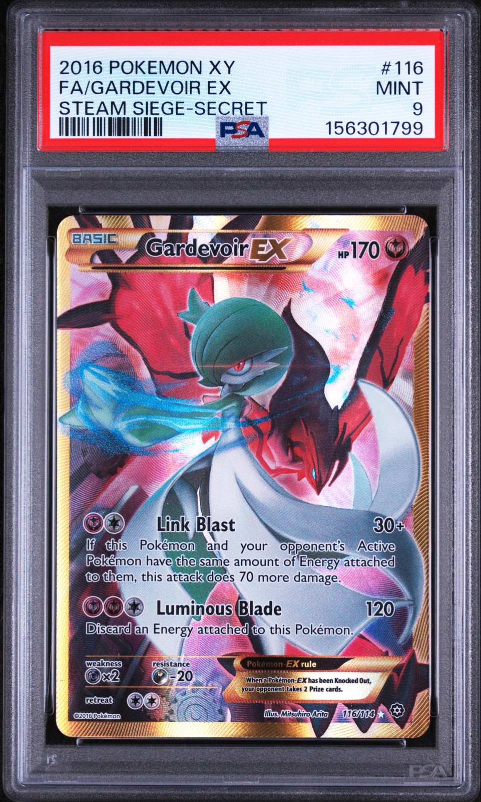 Gardevoir EX 116/114 Secret Steam Siege Pokemon PSA 9