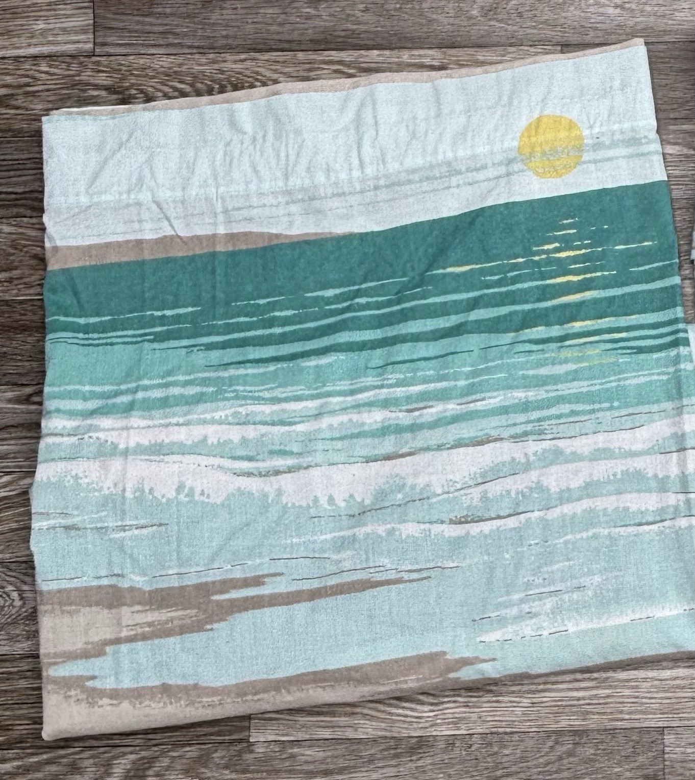 Vtg 1977 Burlington Marlborough Seashore Full Flat Sheet Ocean Sunrise Vtg 1977 Burlington Marlborough Seashore Full Flat Sheet Ocean Sunrise