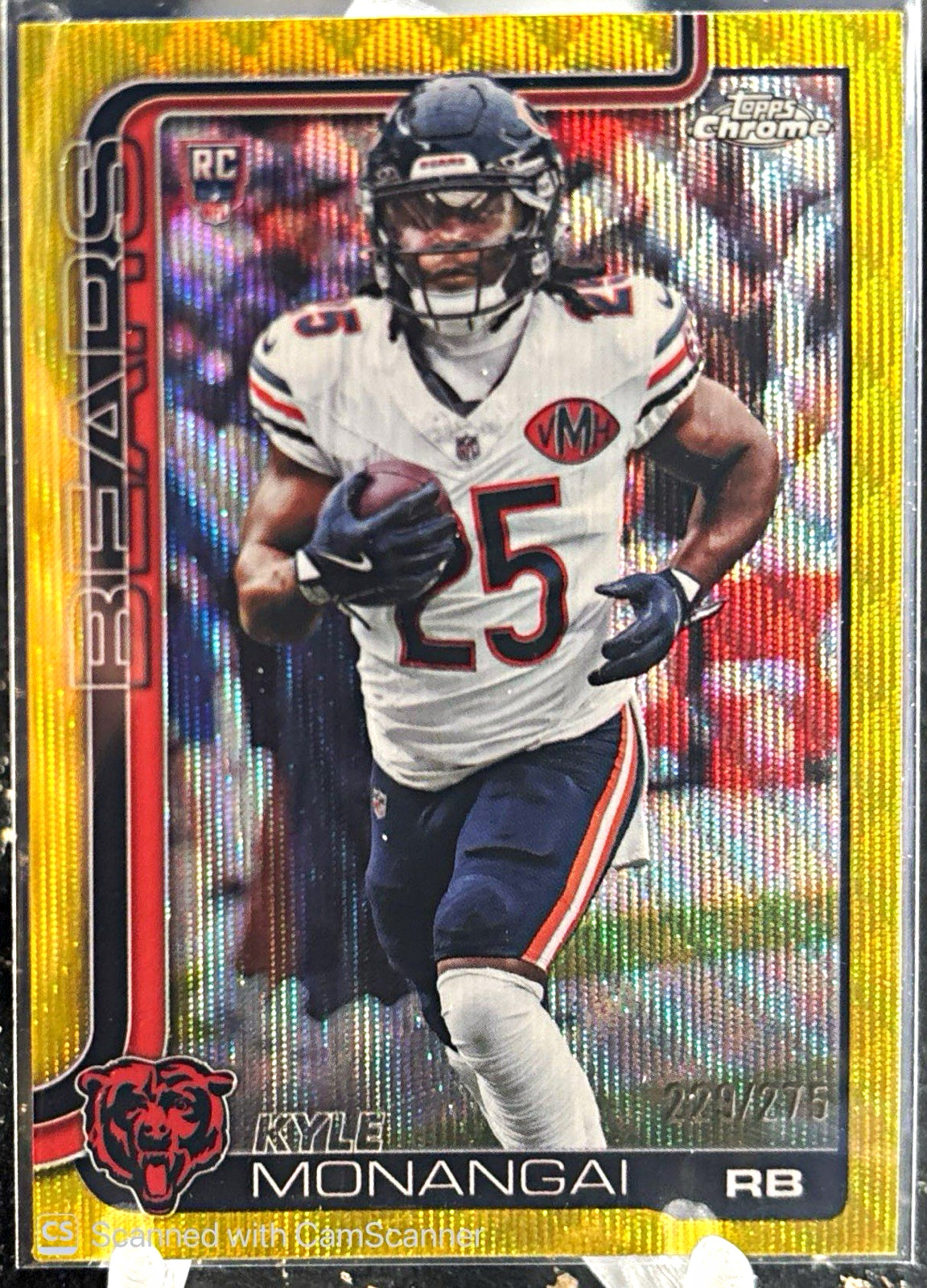 Topps 2025 Topps Chrome Rookies Kyle Monangai RC #382 Yellow Wave /275 Bears Topps 2025 Topps Chrome Rookies Kyle Monangai RC #382 Yellow Wave /275 Bears