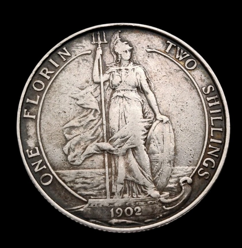 1902 King Edward VII One Florin Two Schillings Silver Coin GB UK