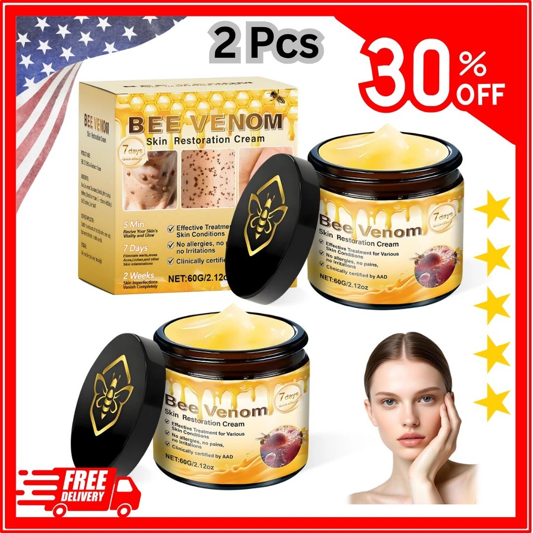 2PCS Bee Venom Skin Restoration Cream, Bee Venom Skin Treatment Cream, Effective 2PCS Bee Venom Skin Restoration Cream, Bee Venom Skin Treatment Cream, Effective