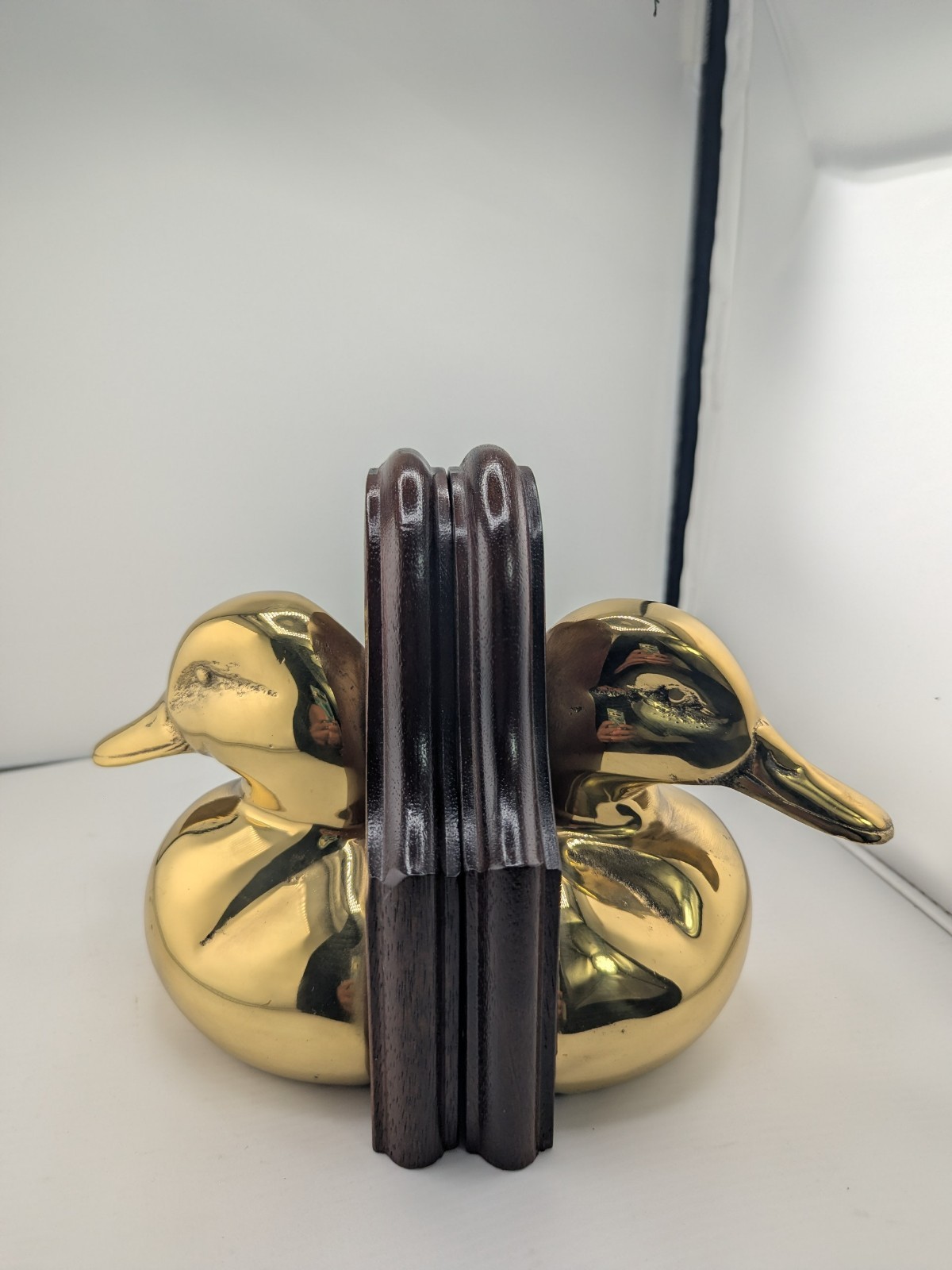 Pair of Vintage c.1980s Brass Mallard Duck Head Bookends Sold by Brooks Brothers Pair of Vintage c.1980s Brass Mallard Duck Head Bookends Sold by Brooks Brothers