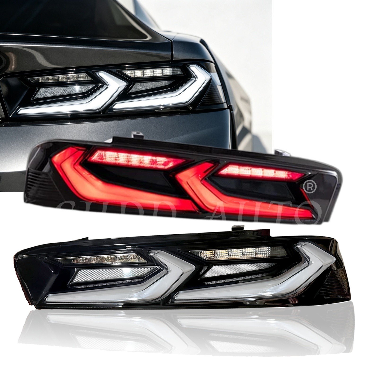 Pair Full LED Tail Lights For 2016-2018 Chevrolet Camaro w/ Sequential Lamp Pair Full LED Tail Lights For 2016-2018 Chevrolet Camaro w/ Sequential Lamp