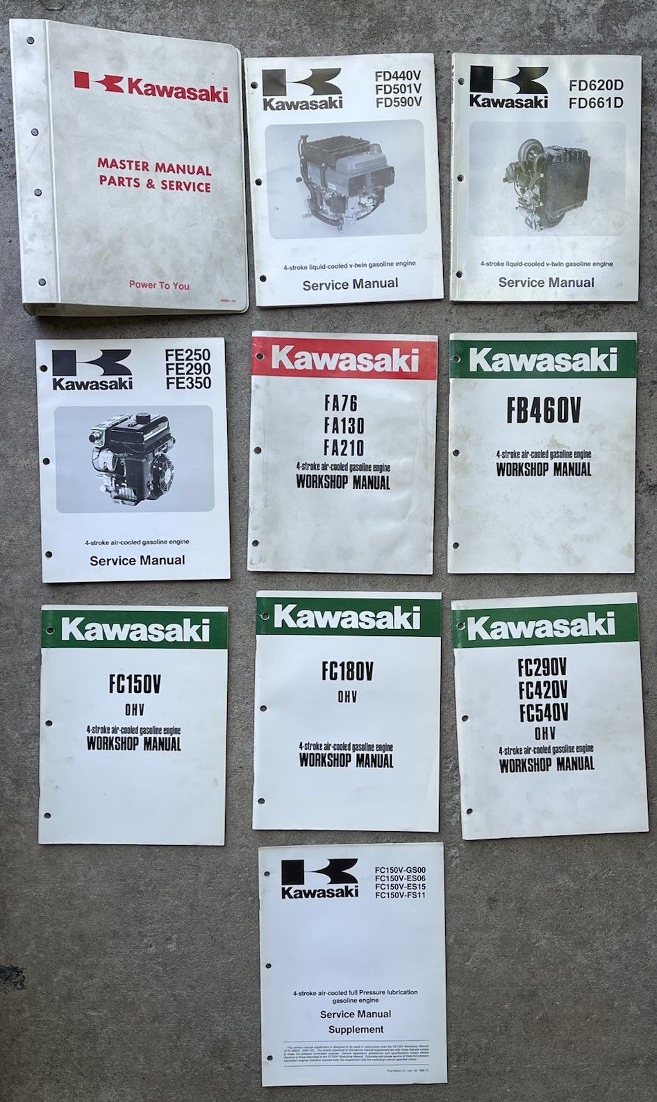 Q9 OEM Kawasaki Service Manual Books Small Utility Motors 1990's NICE w/ binder