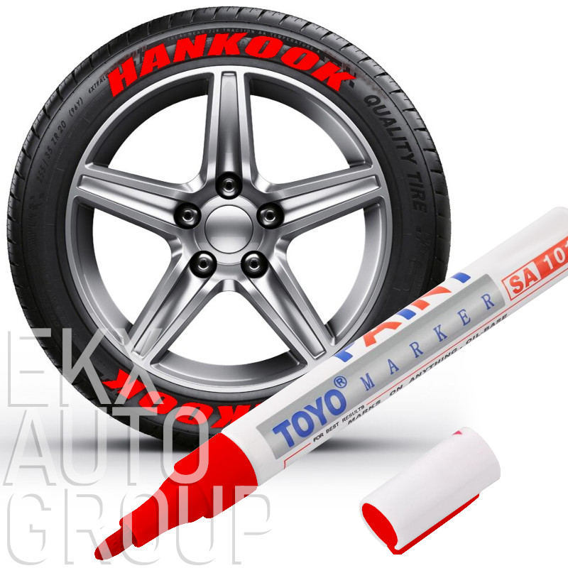 6Pcs Paint Pen Marker Waterproof Permanent Car Tire Lettering Rubber Letter Red
