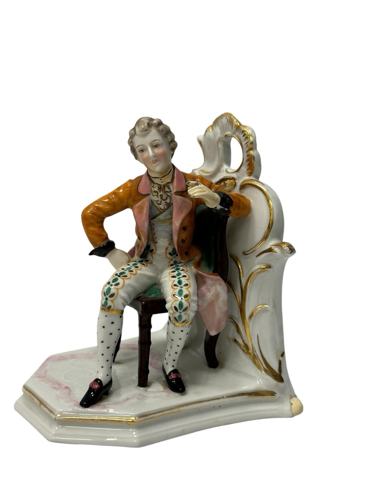 Antique German Volkstedt Ackermann & Fritze Porcelain Figurine Rococo