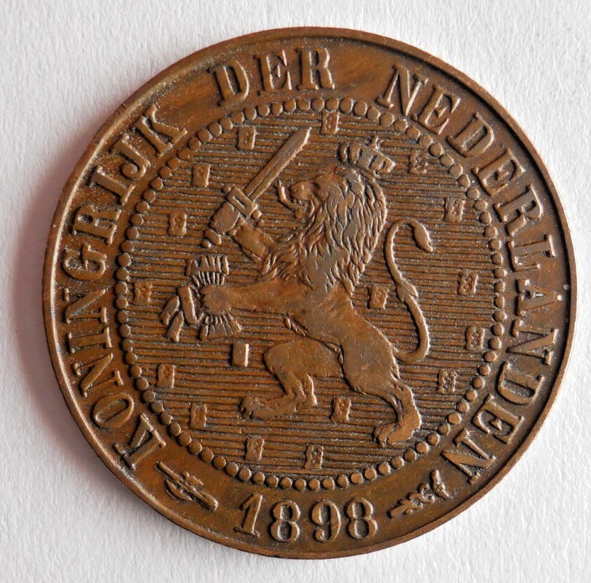 1898 NETHERLANDS 2 1/2 CENT - RARE DATE Coin -  - Netherlands Bin #F