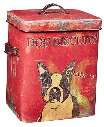  Vintage Tin Boston Terrier Dog Biscuit Container 