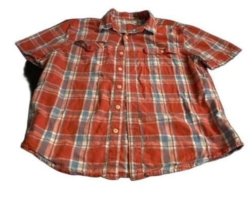 Lucky Brand Plaid Button Down Shirt Size M Red Blue Short Sleeve Lucky Brand Plaid Button Down Shirt Size M Red Blue Short Sleeve