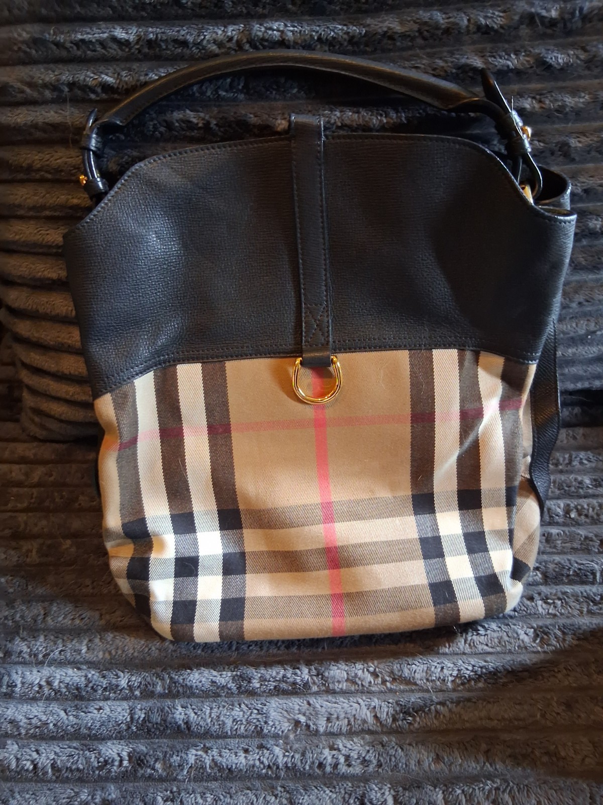 Burberry Sycamore Hobo House Canvas And Leather Medium
