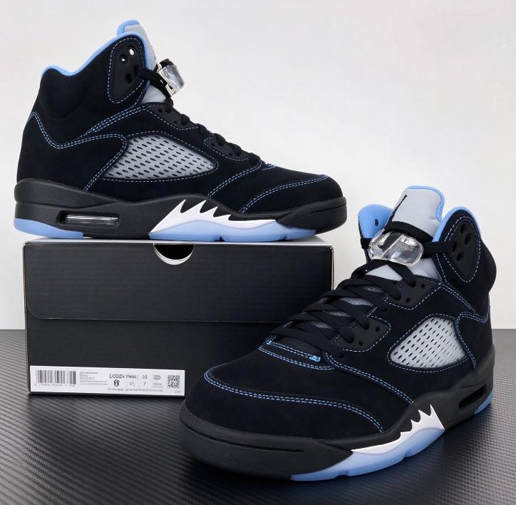 Jordan 5 Retro Black University Blue 2026 High Top Basketball Shoes