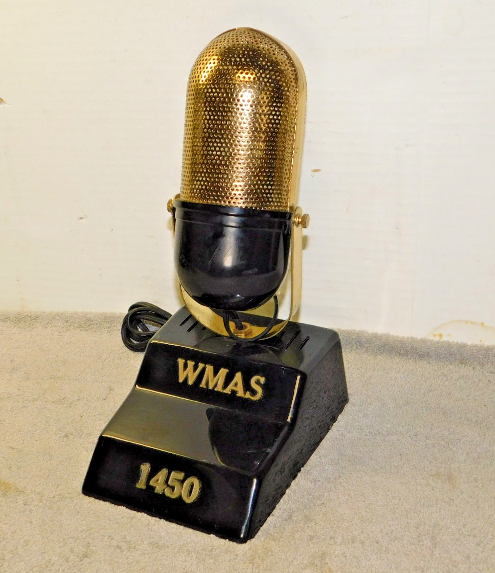 Vtg 1950-60's Single channel WMAS 1450 AM Radio Microphone  Promotional
