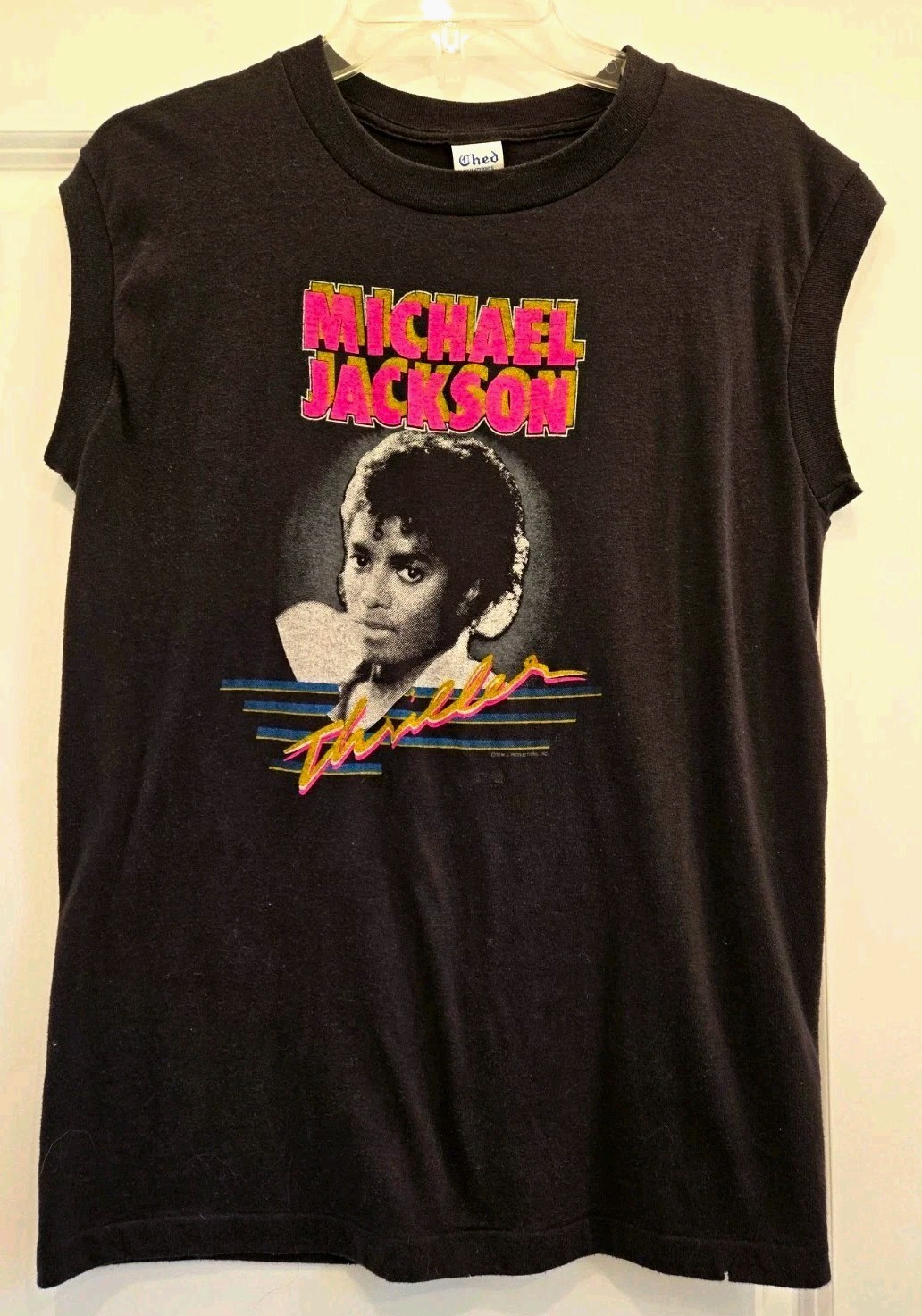 Vintage Michael Jackson Thriller T Shirt Ched Anvil L Sleeveless 80s Graphic