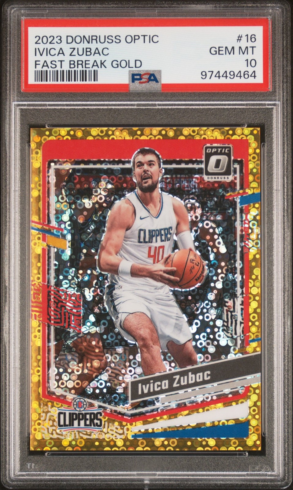 2023 Donruss Optic Zubac PSA 10 w/ Victor Wembanyama Fast Break Gold /10 POP/1