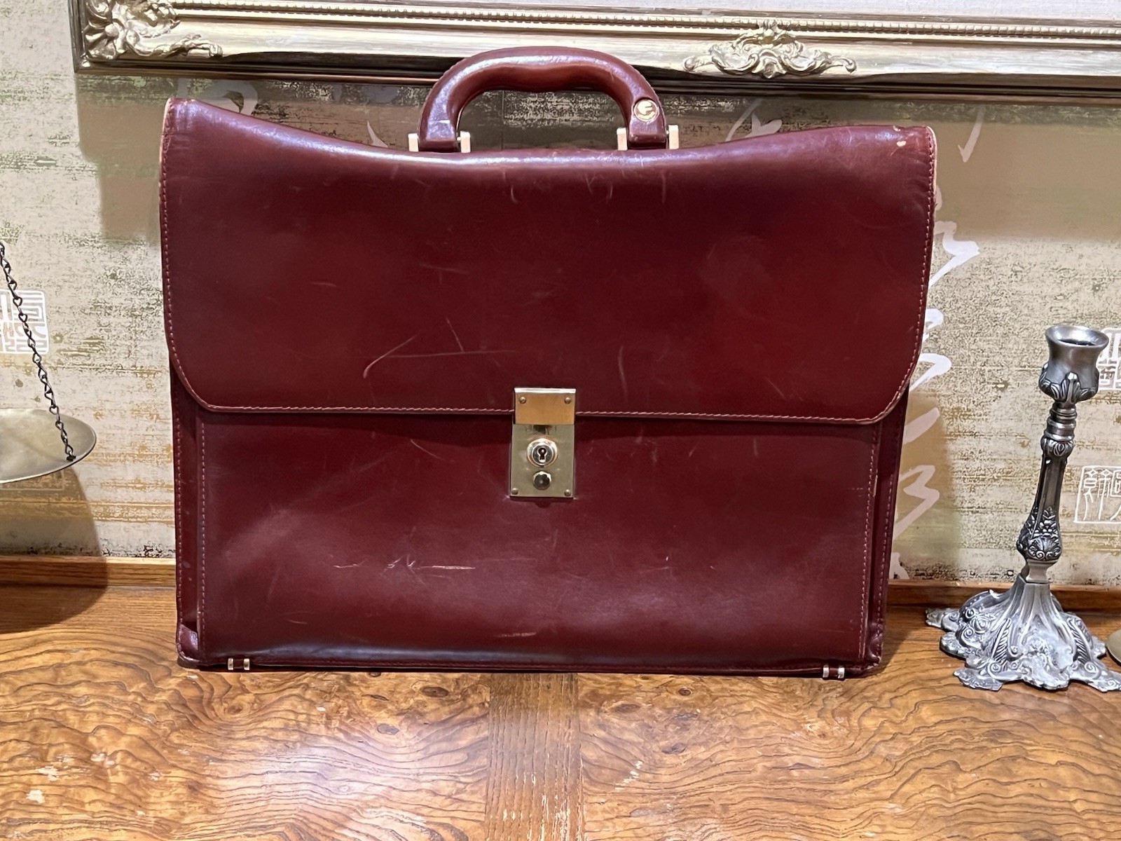 Vintage Finnegans London Leather Briefcase Attache Case Burgundy Brass Lock Vintage Finnegans London Leather Briefcase Attache Case Burgundy Brass Lock