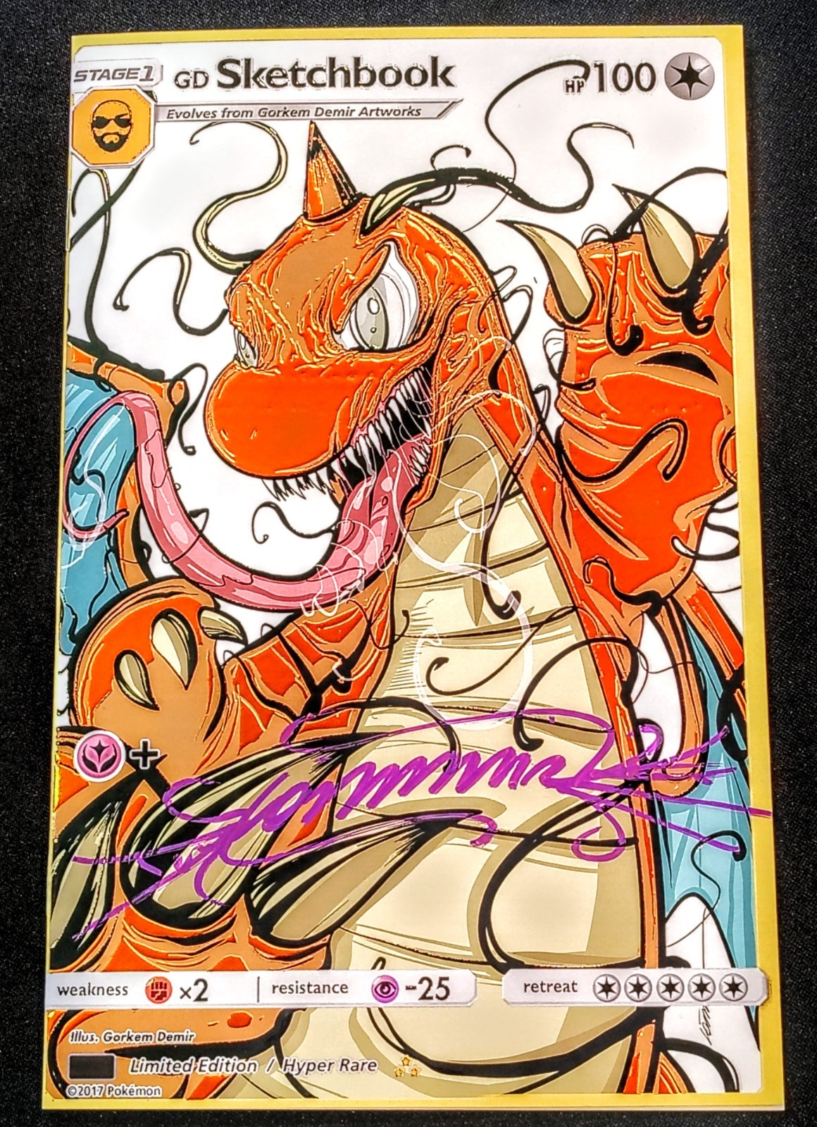 Gorkem Demir Signed Sketchbook USA Tour Venomized Dragonite Raised Spot Foil 