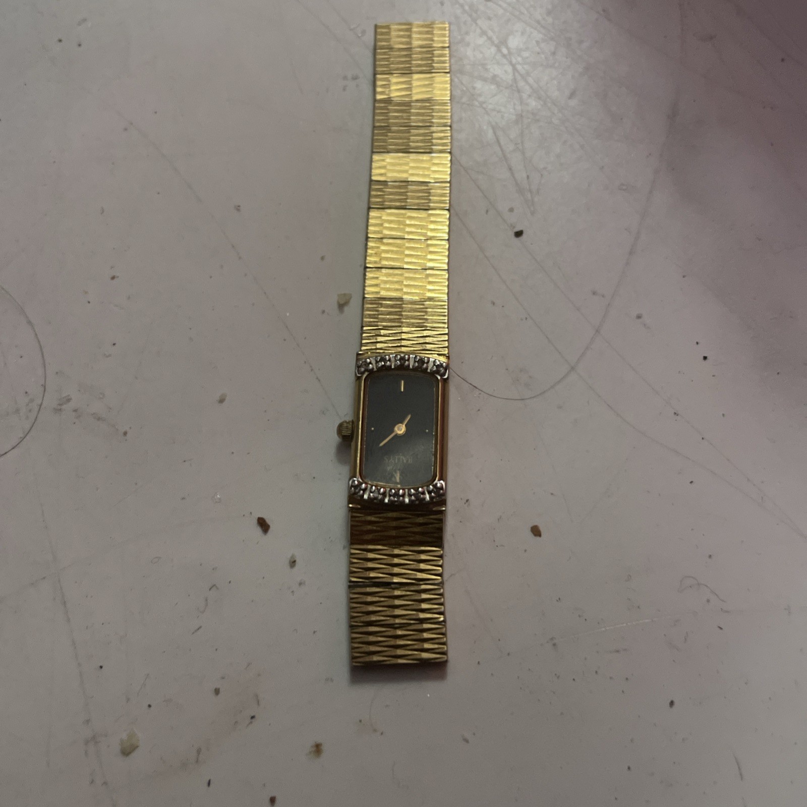 Rare Vintage BALLY’S Las Vegas By Bulova Diamond Swiss Dainty Gold Plate Watch