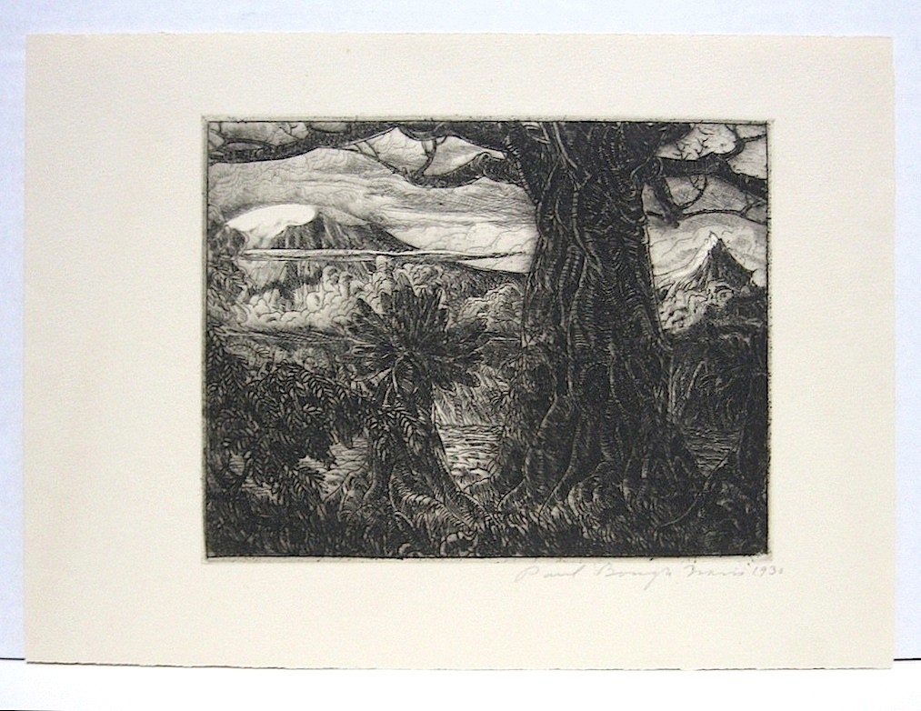 ORIGINAL SIGNED ETCHING BY PAUL BOUGH TRAVIS - MT. KILIMANJAR0 AT SUNSET