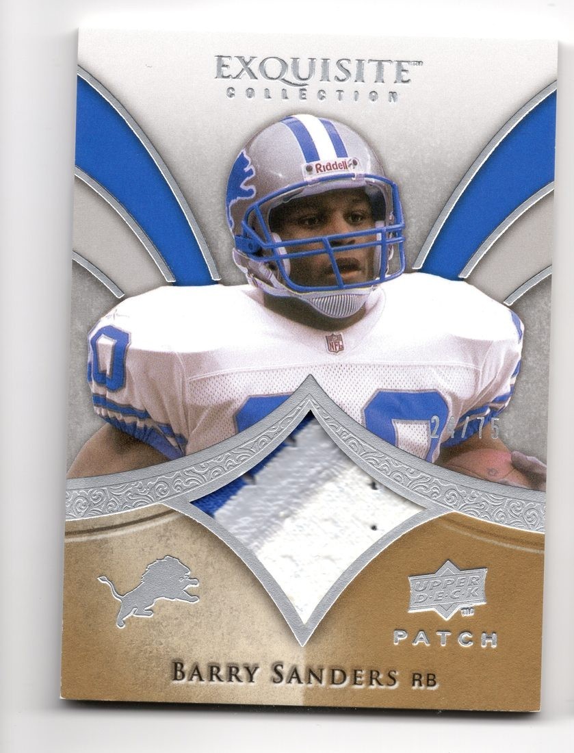 2009 Exquisite Patch P-BS Barry Sanders Lions Game-Used 2-Color 24/75