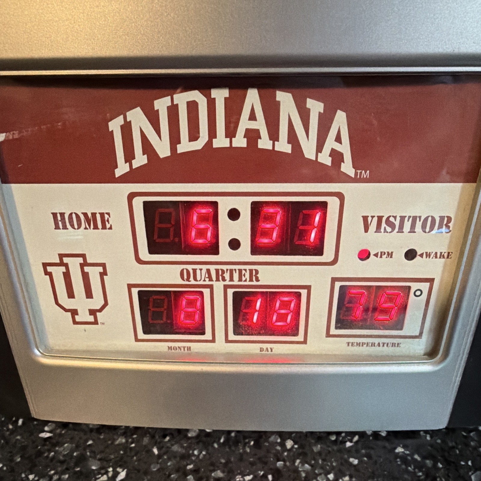Indiana Hoosiers Scoreboard Digital Desk Clock with Temperature Display vintage