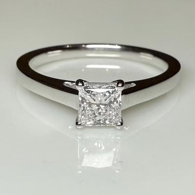 1 Ct Princess Cut Natural Diamond Solid 14k White Gold Engagement & Wedding Ring 1 Ct Princess Cut Natural Diamond Solid 14k White Gold Engagement & Wedding Ring