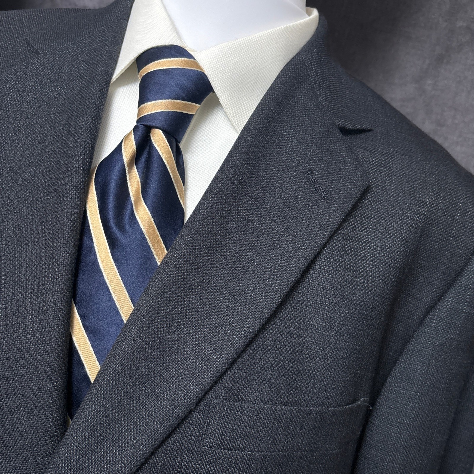 Kilburne Finch Sport Coat 44R Navy Blue Hopsack Blazer Jacket Classic Casual