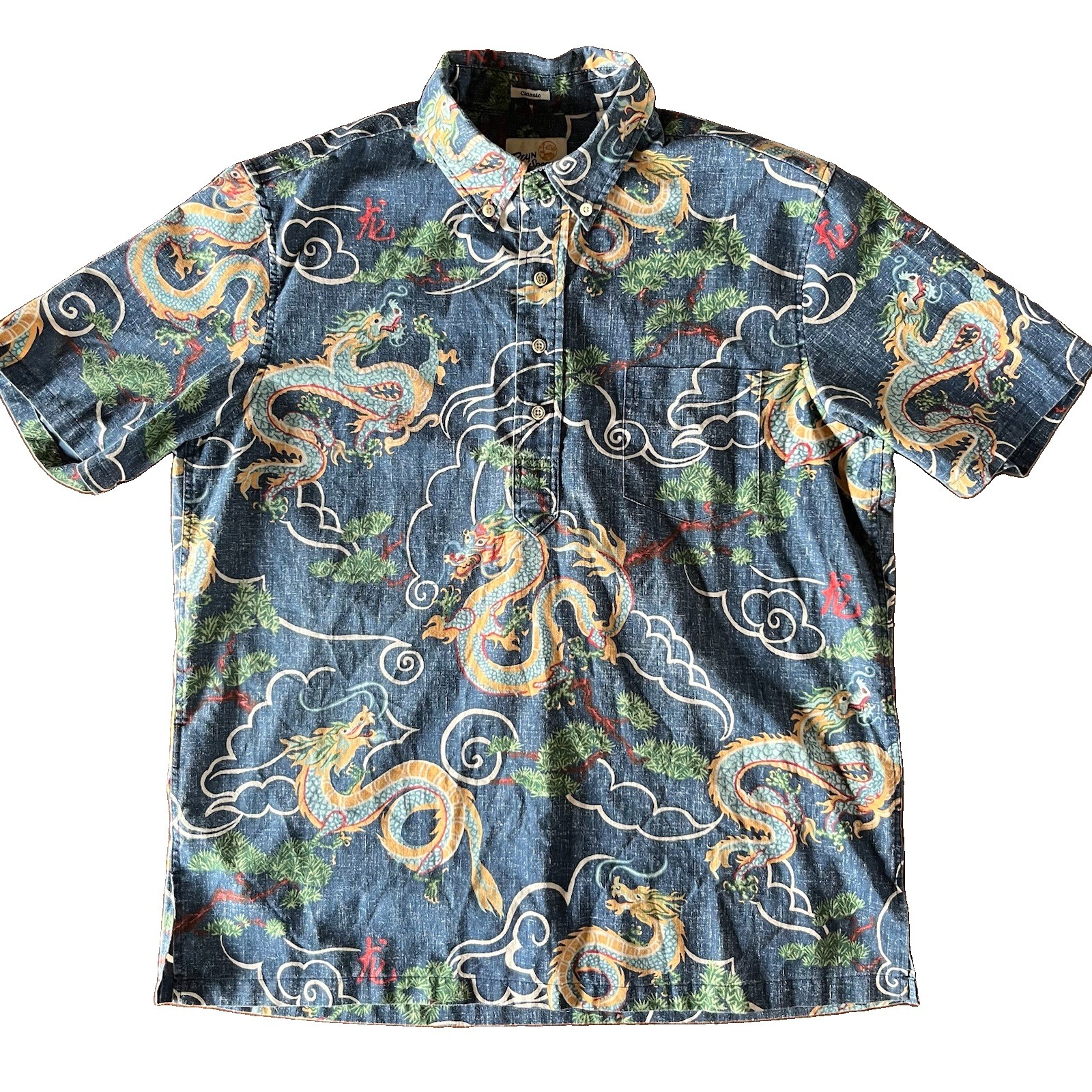 Reyn Spooner Blue Limited Issue Year of the Dragon Men\'s M Medium Aloha Shirt Reyn Spooner Blue Limited Issue Year of the Dragon Men\'s M Medium Aloha Shirt