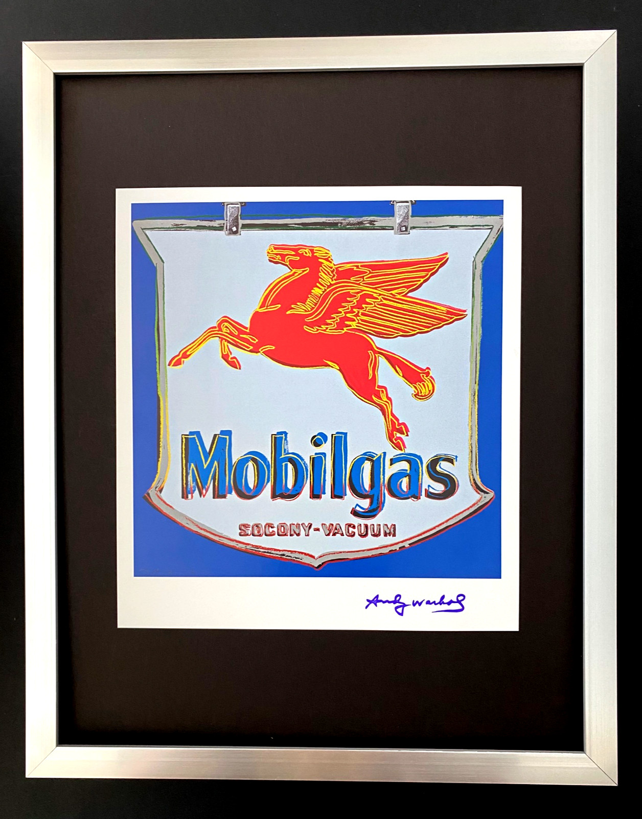 ANDY WARHOL + SIGNED 1980's  MOBILGAS PRINT MOUNTED & FRAMED + BUY IT NOW
