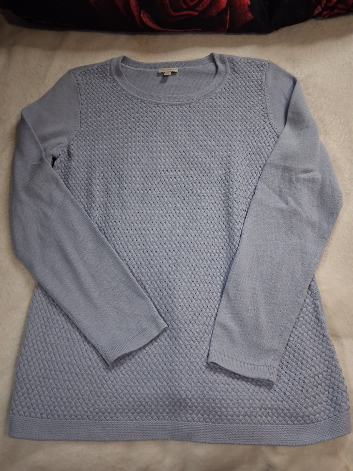 ☆NWOT Talbots~Womens,Light Blue,%100 Cotton,Round Neck,Relaxed Fit Sweater SizeM ☆NWOT Talbots~Womens,Light Blue,%100 Cotton,Round Neck,Relaxed Fit Sweater SizeM
