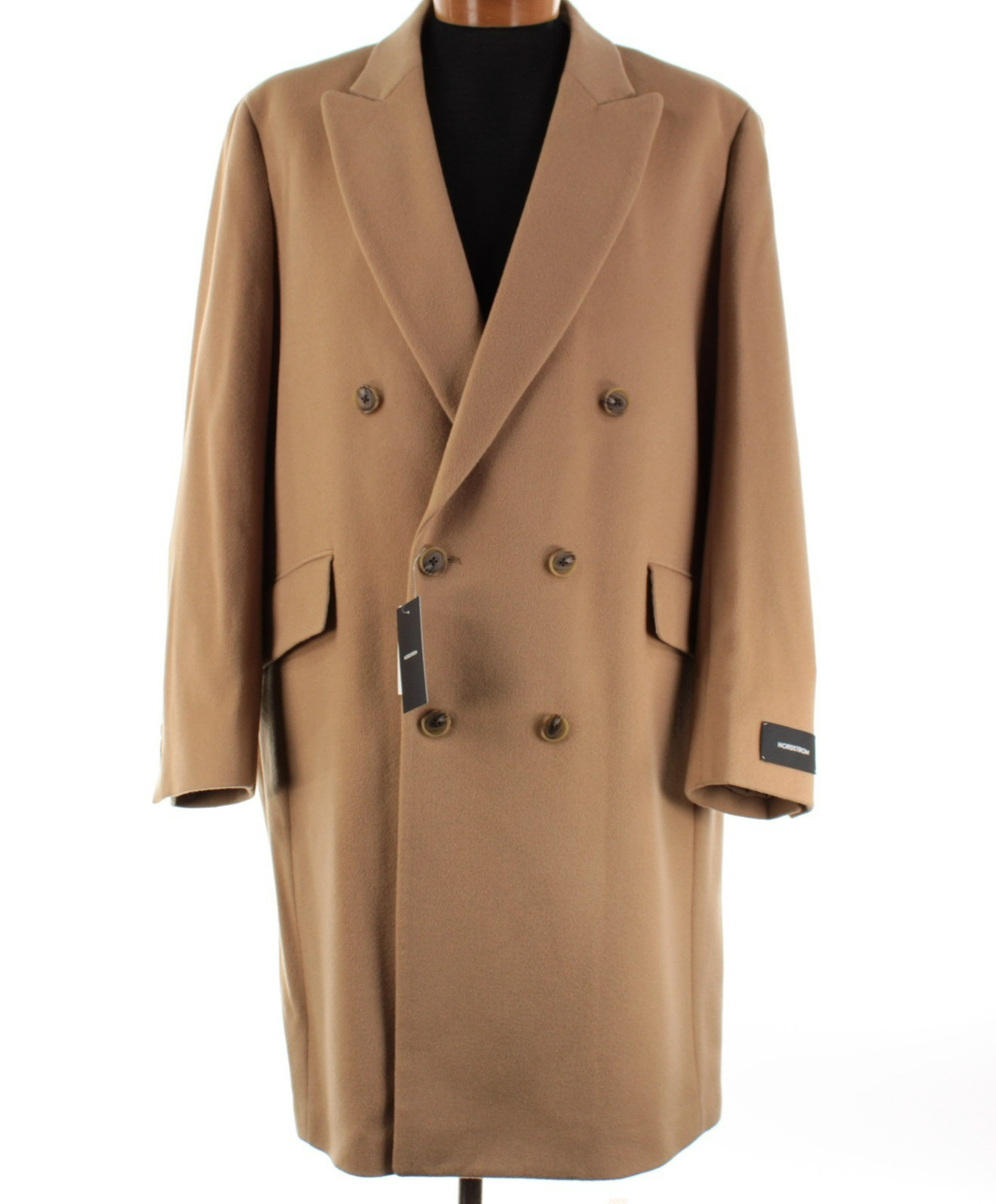 Nordstrom NWT Wool Blend Double Breasted Overcoat Size XL Mason In Tan Dale Nordstrom NWT Wool Blend Double Breasted Overcoat Size XL Mason In Tan Dale