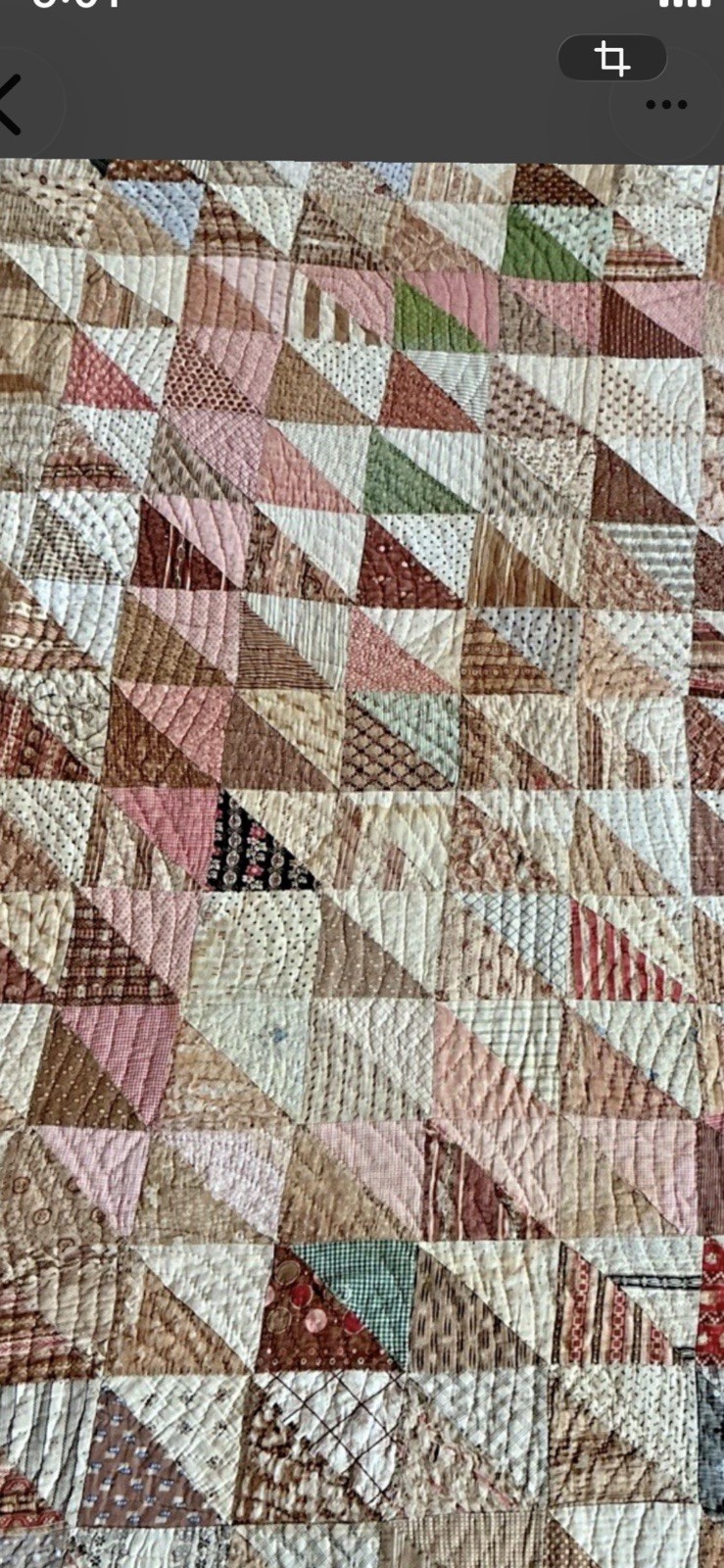 Antique 19th Century Brown Calico Patchwork Quilt 79” by 74” Cutter Antique 19th Century Brown Calico Patchwork Quilt 79” by 74” Cutter