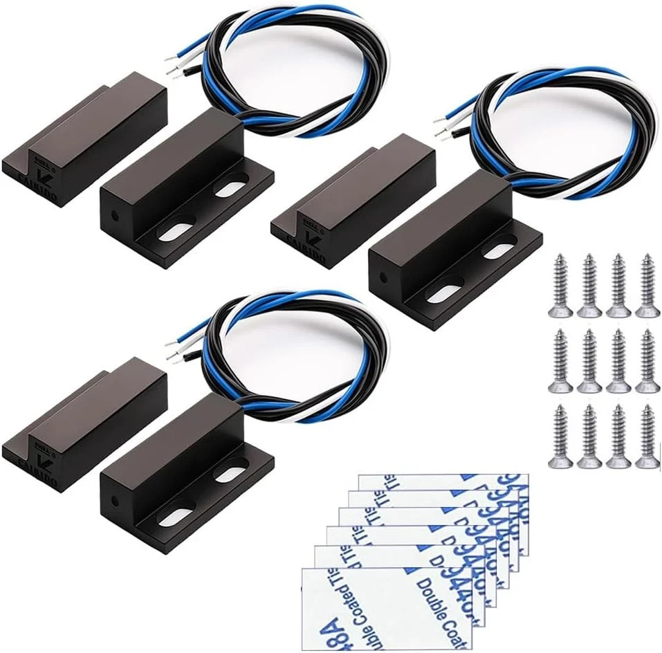 Gebildet 3 Sets NO/NC Black Magnetic Switch Wiring Recessed Door Sensor Hidden