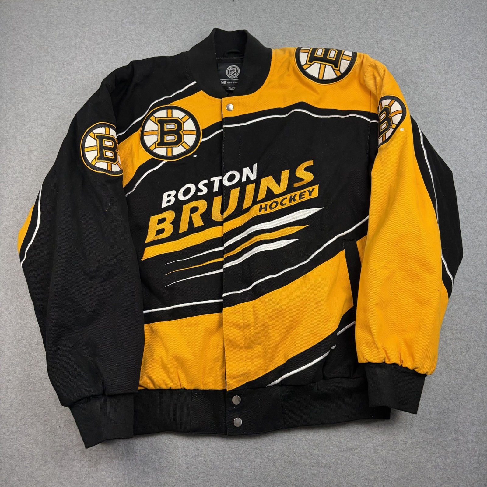 Boston Bruins Jacket Mens XL Black Yellow NHL Hockey GIII Sports Graphic Adult
