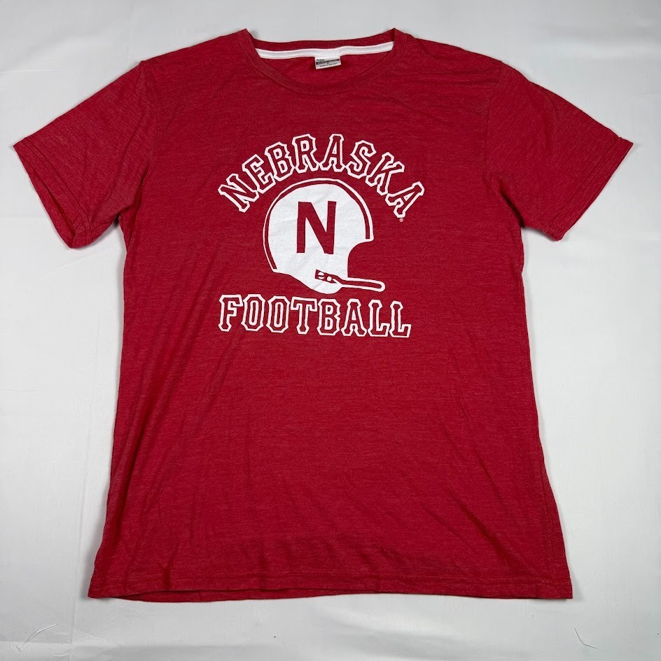 Charlie Hustle Shirt Mens Large Red Nebraska Football Graphic Made USA