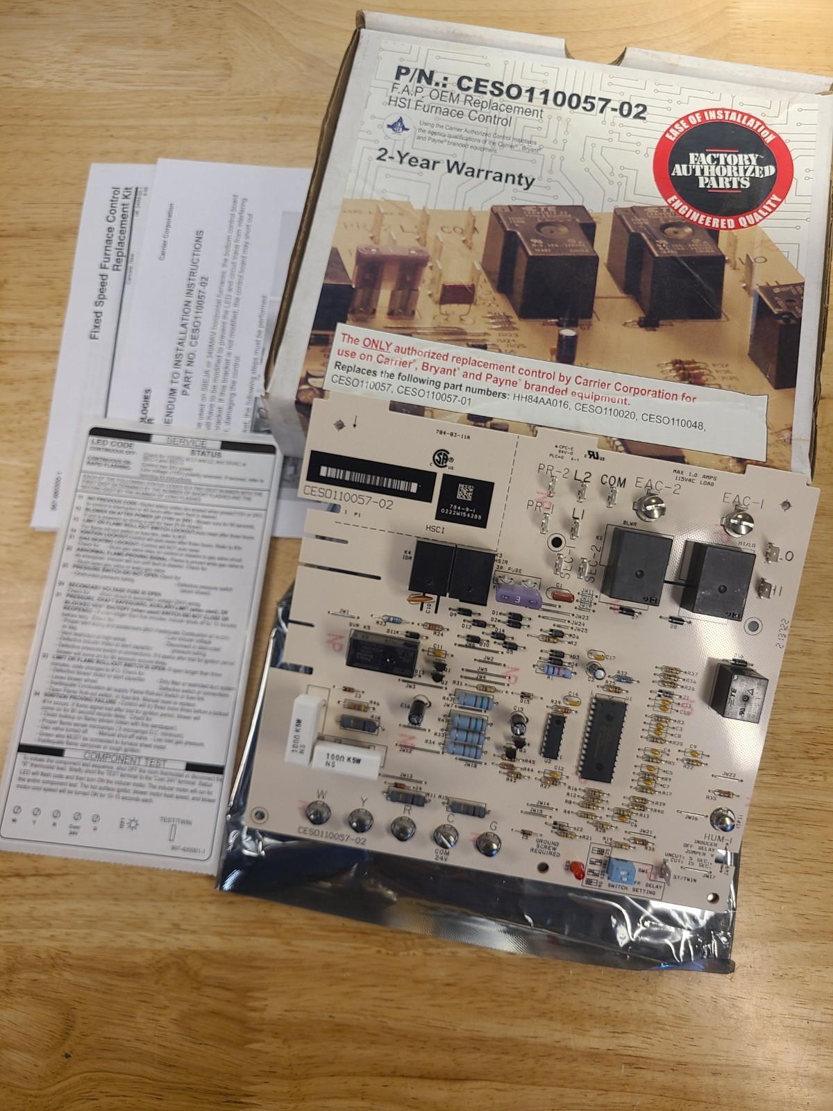 CESO110057-02 Furnace Control Board - Carrier OEM, New CESO110057-02 Furnace Control Board - Carrier OEM, New