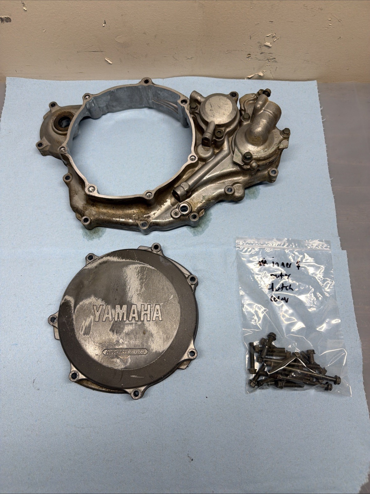 2003 03-05 YAMAHA YZ450F 03-06 WR450F OEM INNER & OUTER CLUTCH COVER W/BOLTS