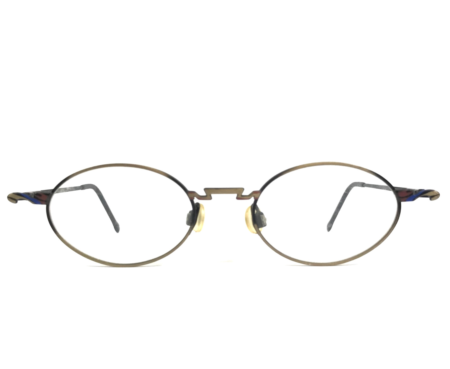 Vintage Opdo Eyeglasses Frames 1557-2 Blue Antique Gold Modern MCM 47-20-140