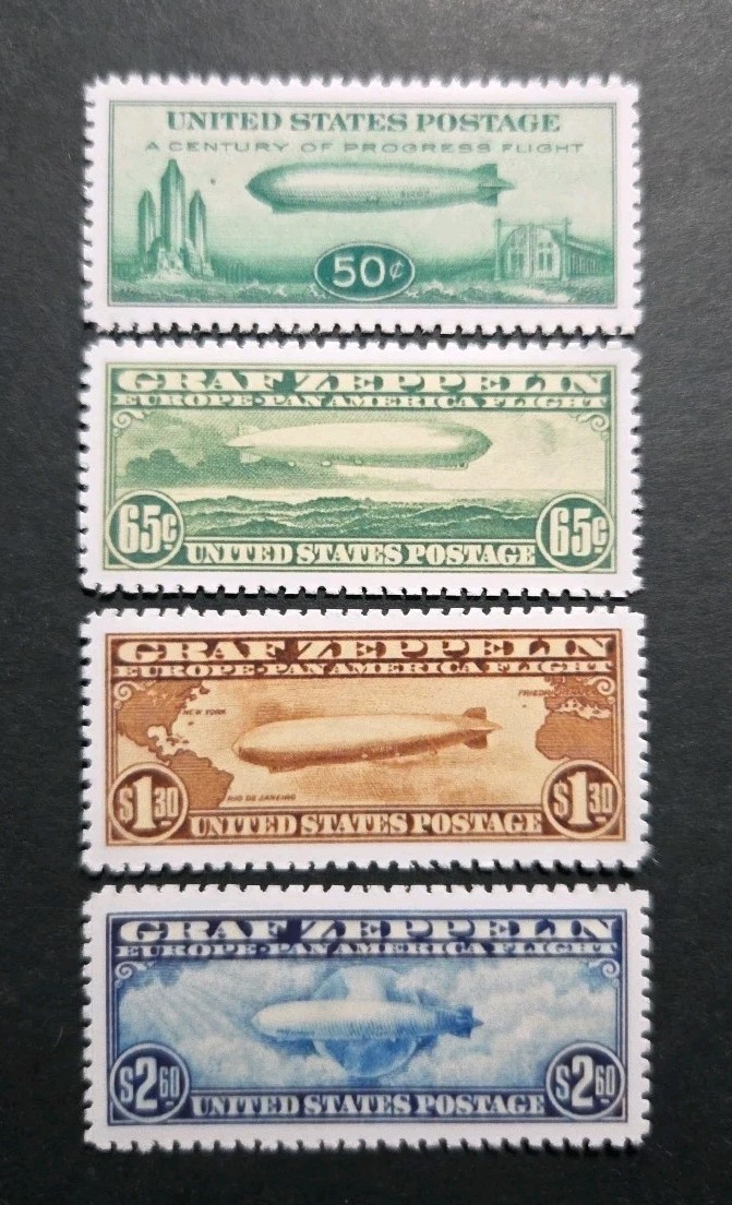 US Stamps SC# C13, C14, C15, & C18 1930/1933 Graf Zeppelin Air Mail Replica Set US Stamps SC# C13, C14, C15, & C18 1930/1933 Graf Zeppelin Air Mail Replica Set