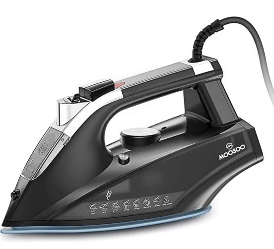 MOOSOO Steam Iron 1800W Portable Steam-Dry Iron Anti-drip Iron with Auto-Off