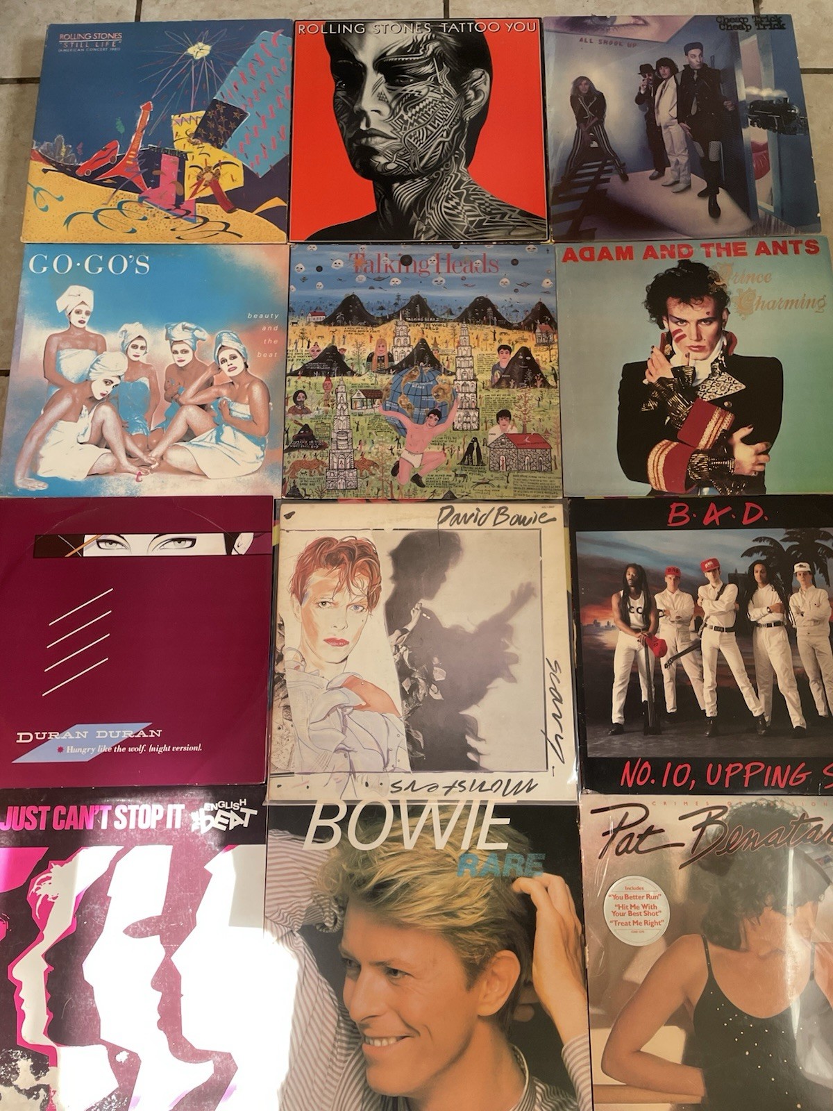 Vintage 1980s Record Lot Talking Heads Bowie Go Gos Stones Duran Duran Vintage 1980s Record Lot Talking Heads Bowie Go Gos Stones Duran Duran
